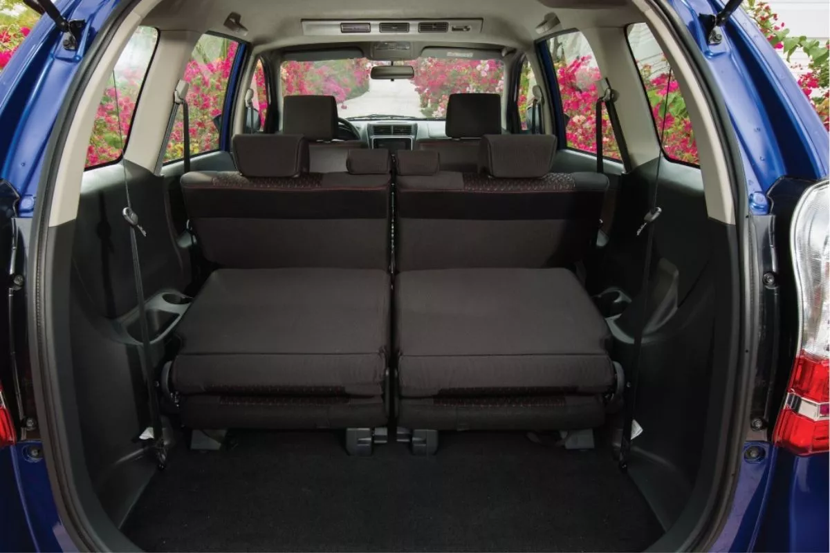 A picture of the interior of the Toyota Avanza from the rear