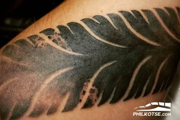 AK Tattooed his winning tires on his forearm. BOSS! Awesome Tire Tattoo on forearm