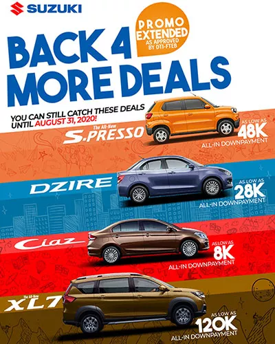 A picture of the Suzuki Back 4 More Deals promo