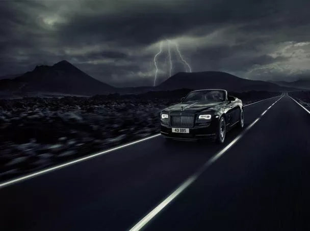 The Rolls-Royce Dawn Black Badge on the road