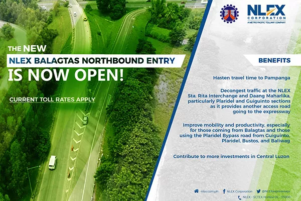 A picture of the NLEX Corp's announcement of the Balagtas Northbound entry's opening