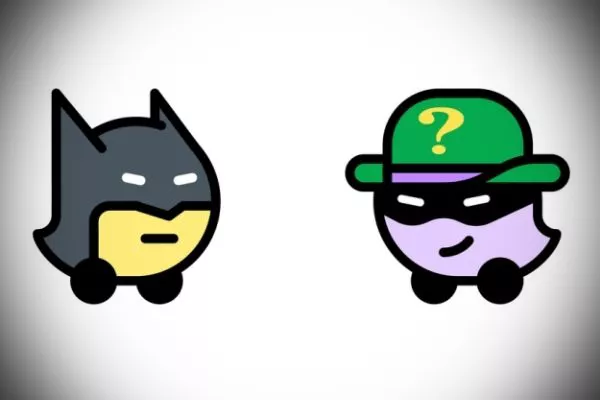 A picture of the waze DC universe Batman and Riddler logos.