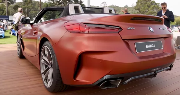 the angular rear of the BMW Z4 2019 at Pebble Beach