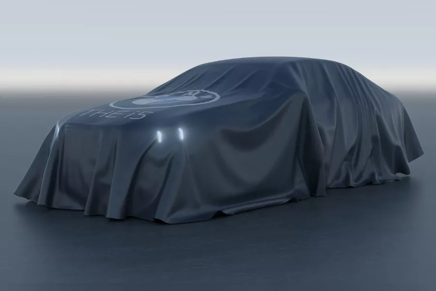 A picture of the upcoming 5 Series wrapped in cloth.