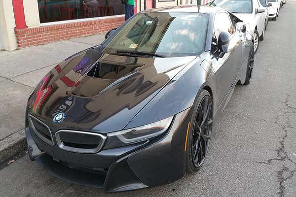 A picture of a parked BMW i8