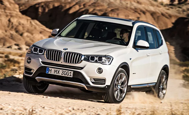 A white BMW X3 front view