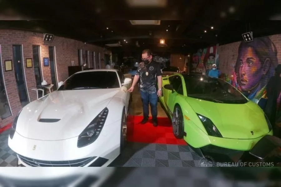 Bureau of Customs seized Lamborghini Gallardo and Ferrari F12