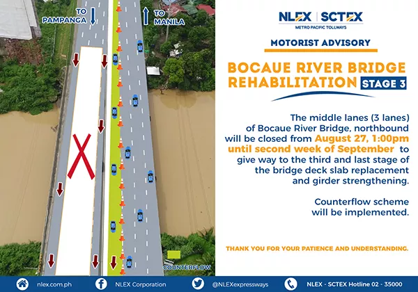 NLEX Corp's facebook post regarding the Bocaue River Bridge rehab project