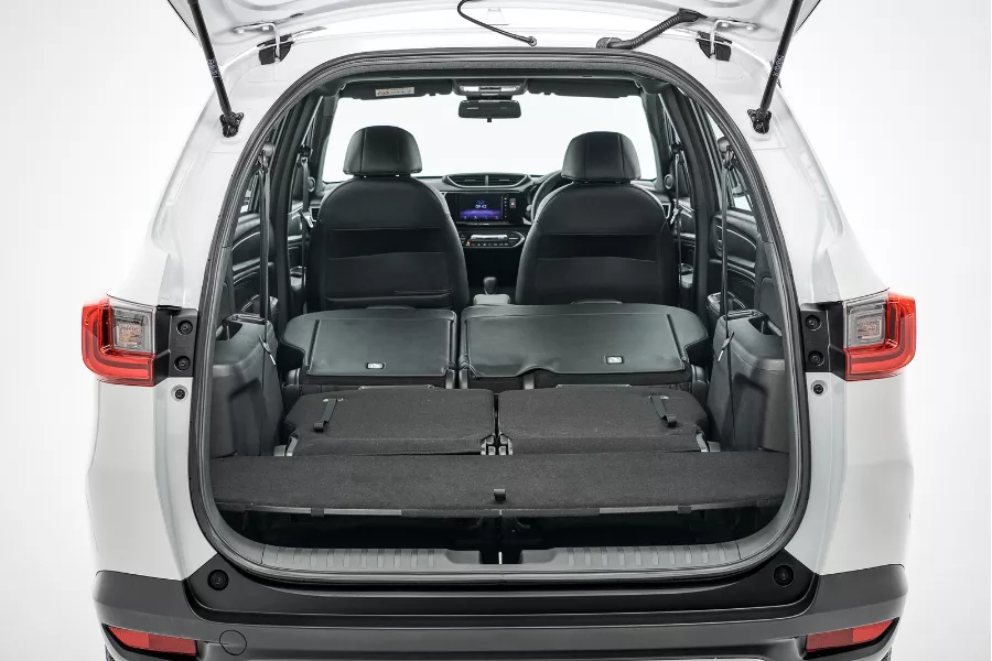 With second and third row folded down A look inside the BR-V with the seats folded down