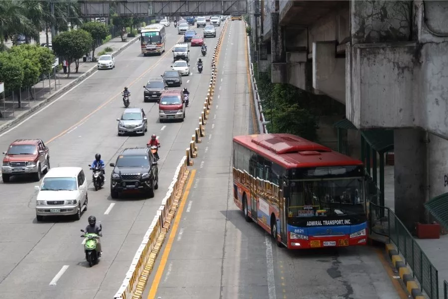 A picture of the a bus station along EDSA