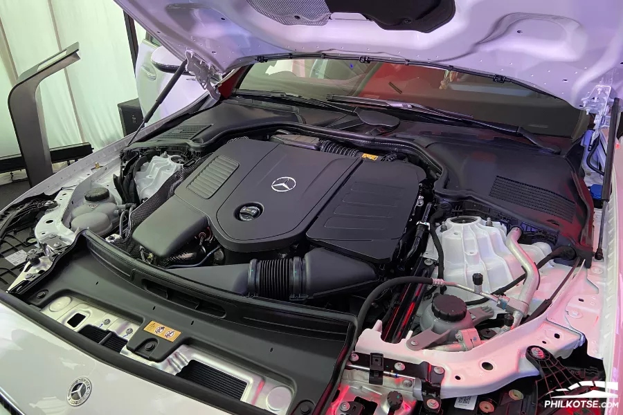 The C-Class's 1.5-liter inline-4 EQ Boost Mild-Hybrid powertrain A picture of the 2023 Mercedes-Benz C-Class's engine