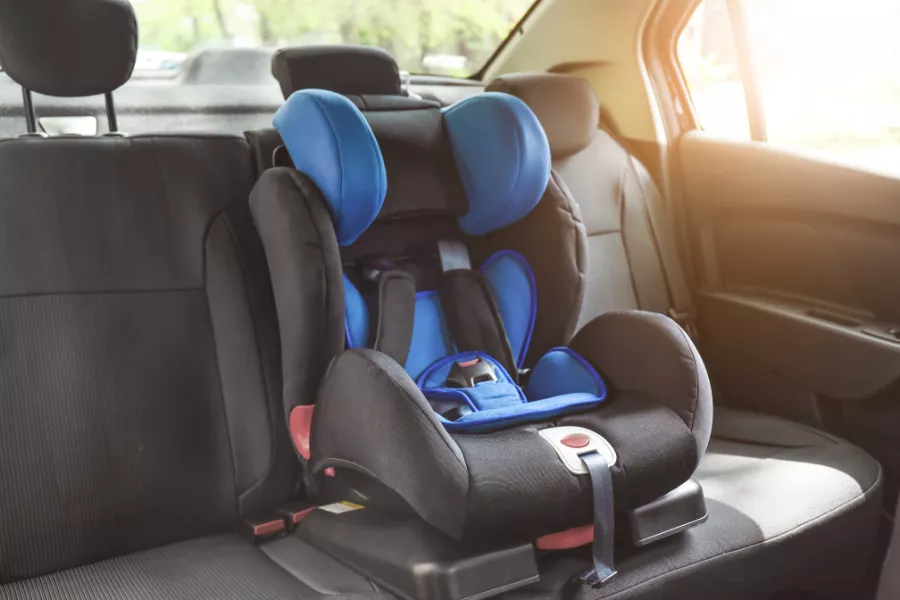 Booster seat in a car