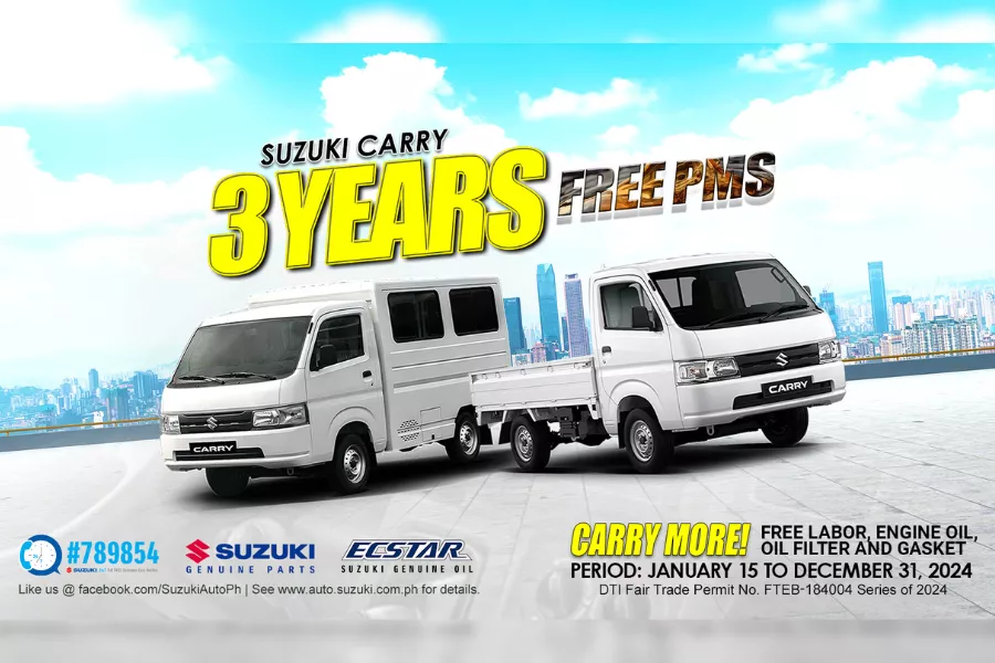 Suzuki Cars PH's 3-year free PMS package promo for the Carry