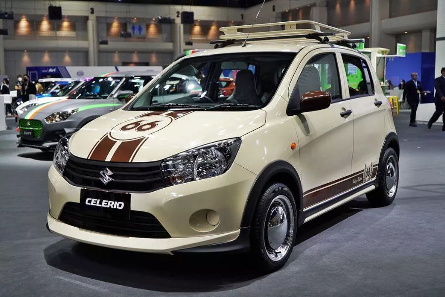 A picture of the Suzuki Celerio retro-style build at the 2021 Thailand International Motor Show