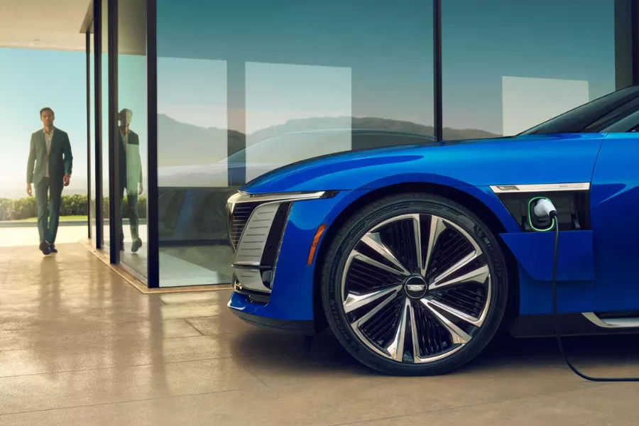 A picture of a Cadillac Celestiq charging up.