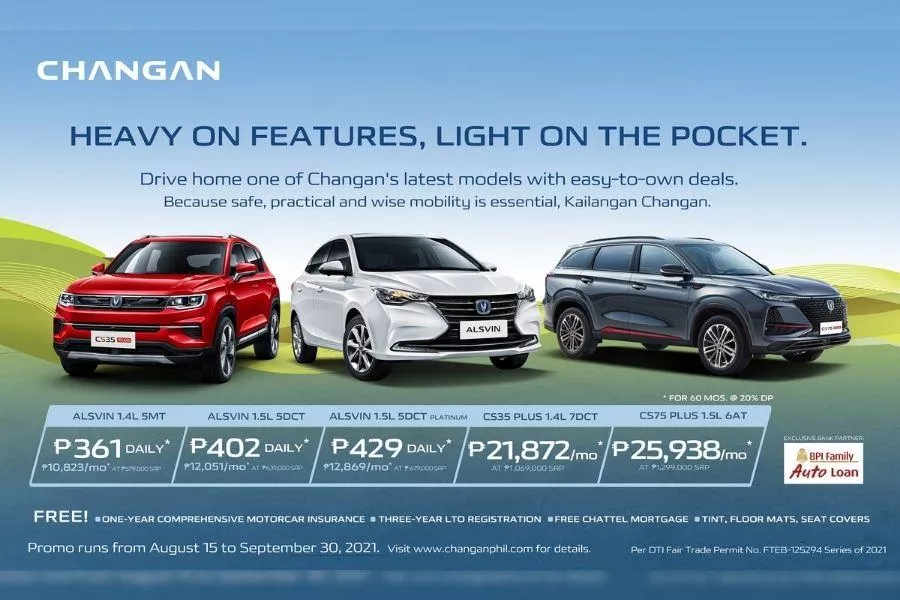 Changan Philippines August to September 2021 promo