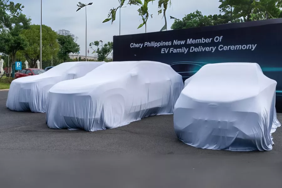 A picture of covered EVs that will be brought into the PH by Chery Auto PH