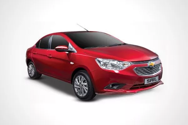 The Sail is the second most affordable Chevrolet vehicle in its local lineup A red Chevrolet Sail with white background