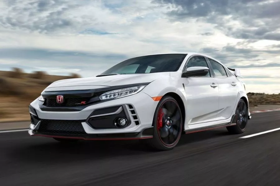 A picture of the 2021 Honda Civic Type R on the road