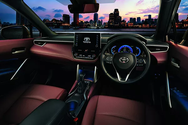 We're also guessing that the hybrid will get a plusher, leather clad interior A picture of the interior of the Corolla Cross