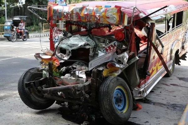 A crashed Jeepney