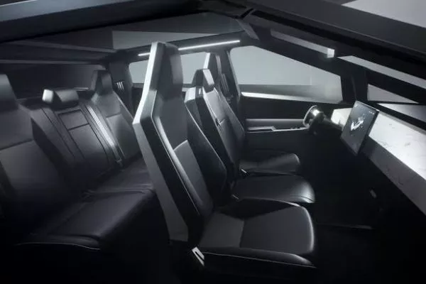 A picture of the Cybertruck's interior.