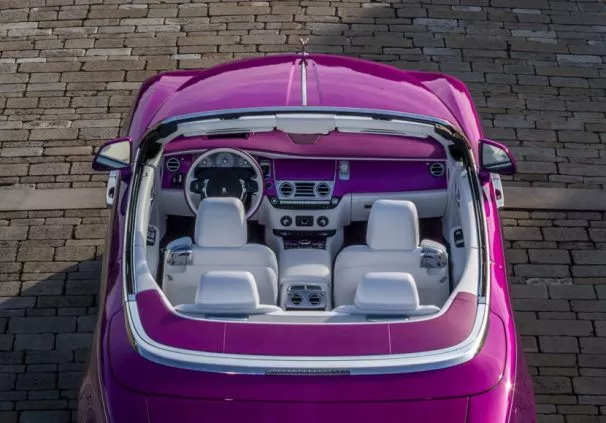 look from top of the Rolls-Royce “Dawn in Fuxia”