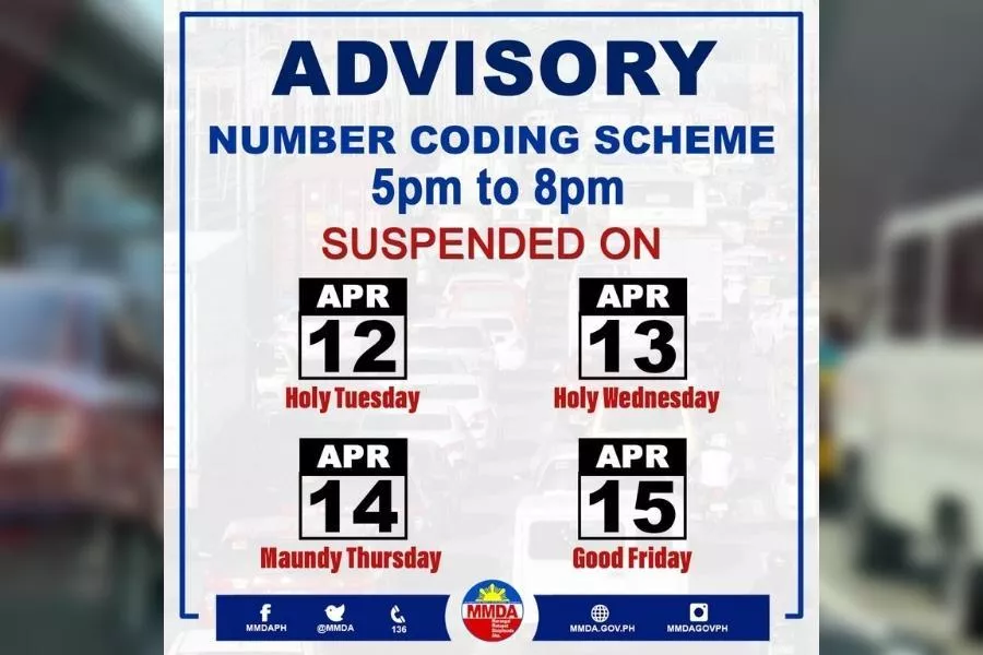 MMDA number coding suspension Holy Week 2022