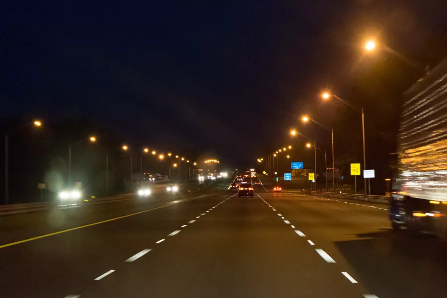 Driving at night highway