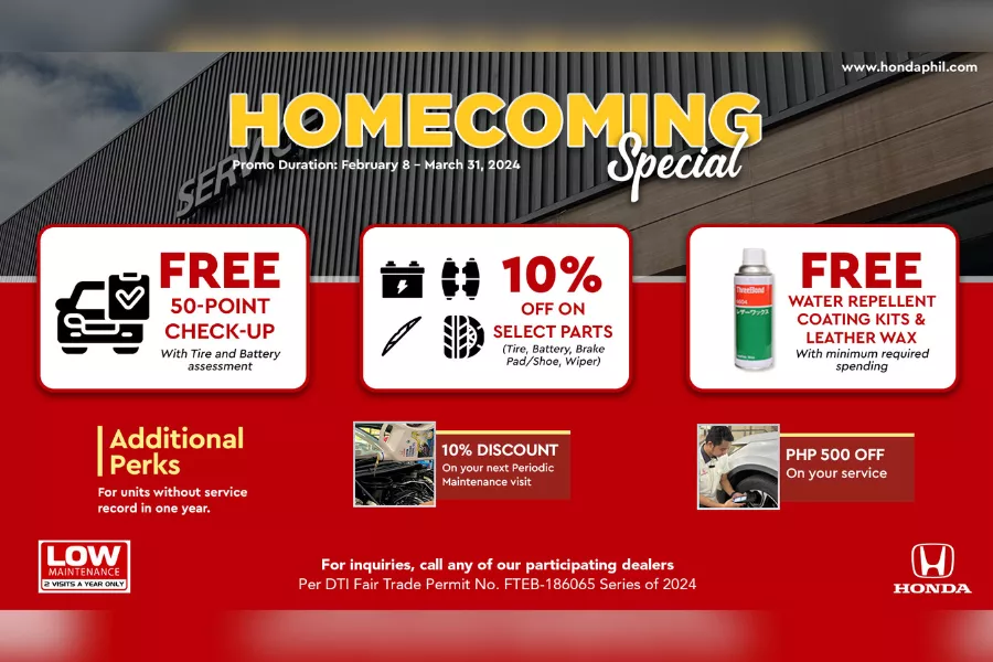 Honda Cars PH Service Homecoming promo
