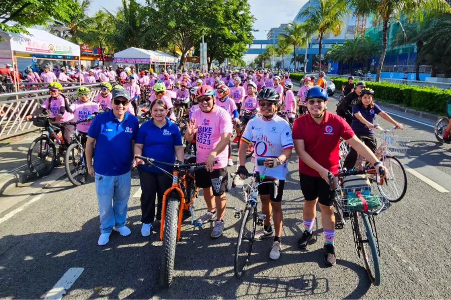 A picture of people on bikes