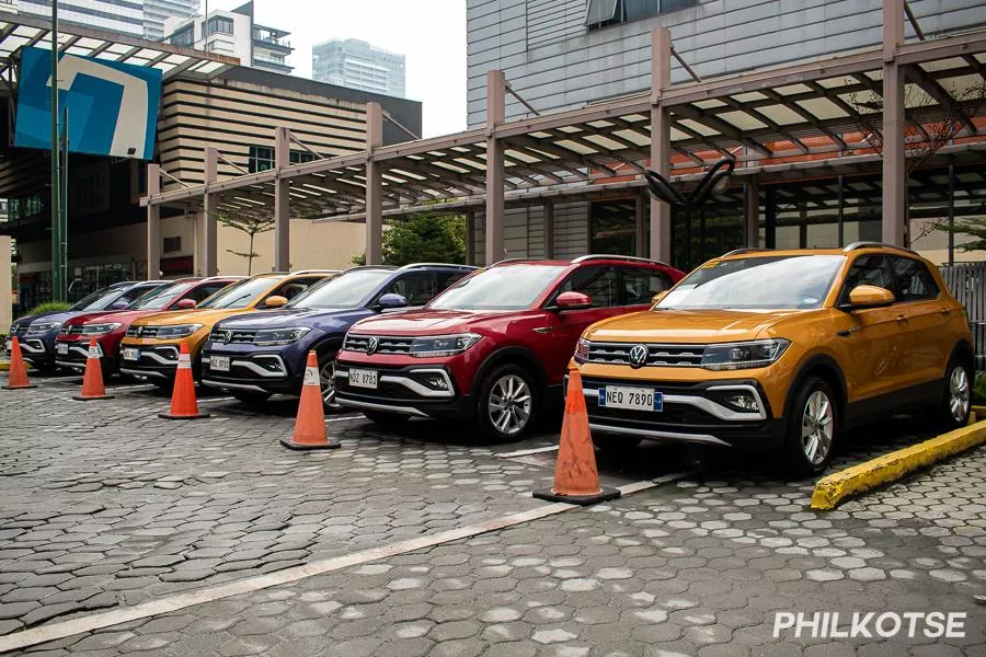 A picture of 2022 Volkswagen T-Cross units parked near the AC Motors headuarters in BGC