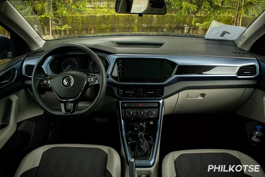 The front cabin of the 2022 Volkswagen T-Cross The front cabin of the 2022 Volkswagen T-Cross