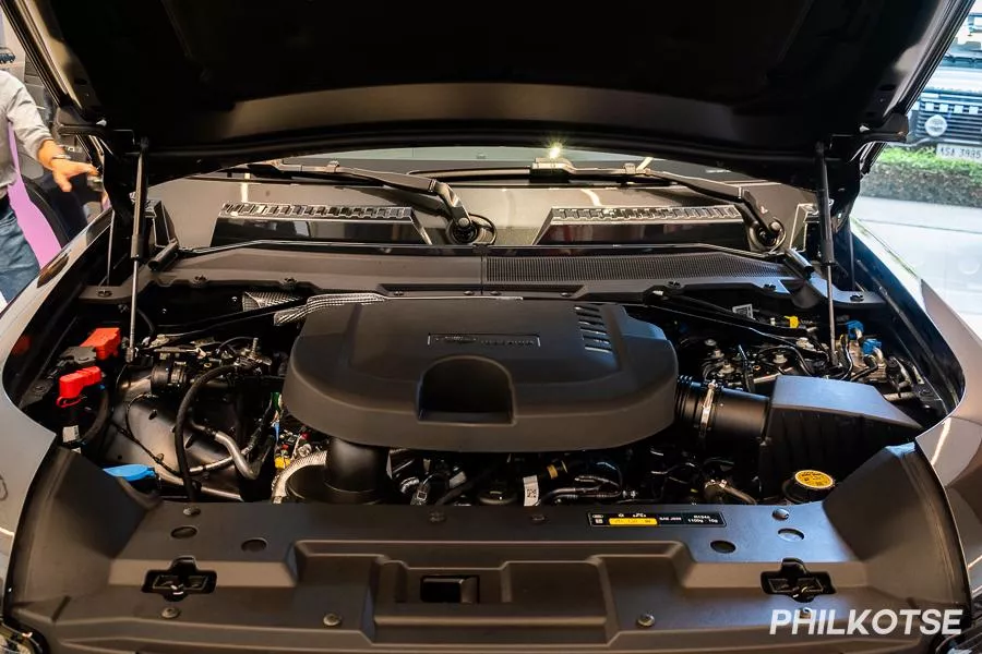 A picture of the Defender 130's engine bay