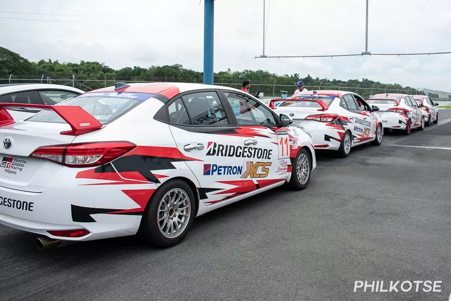 A picture of the Vios OMR cars at the drag race event