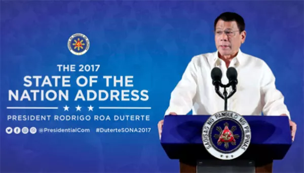 President Duterte giving a speech 