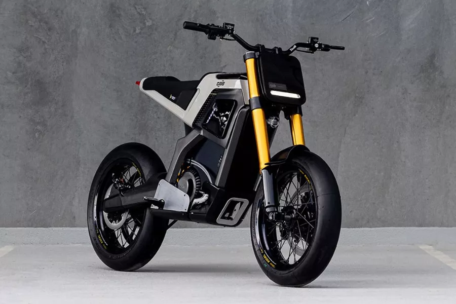 A photo of the DAB Motors e-motorcycle concept.