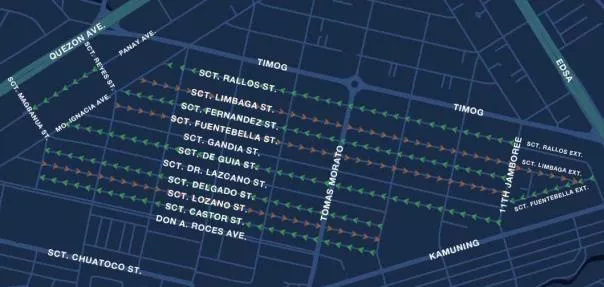 Detailed one-way road map of quezon city