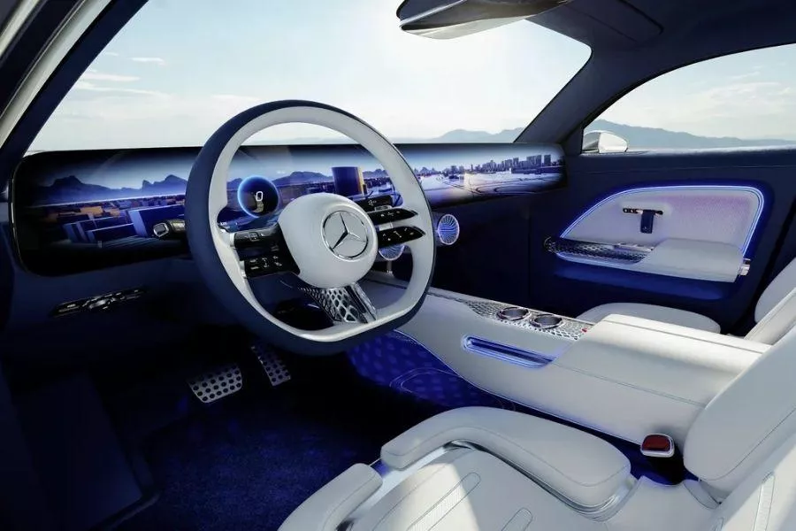 A picture of the interior of the Mercedes-Benz Vision EQXX