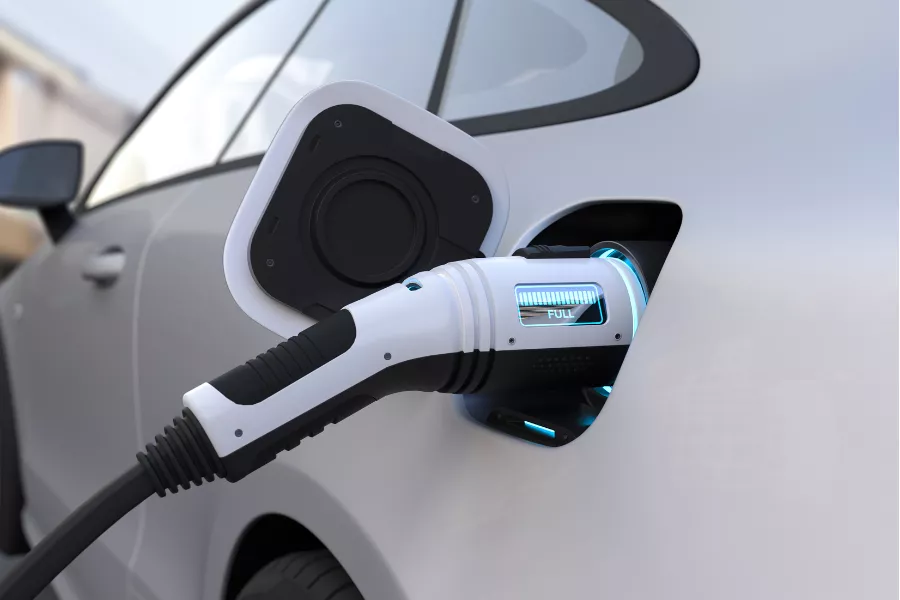 A picture of an EV charging up