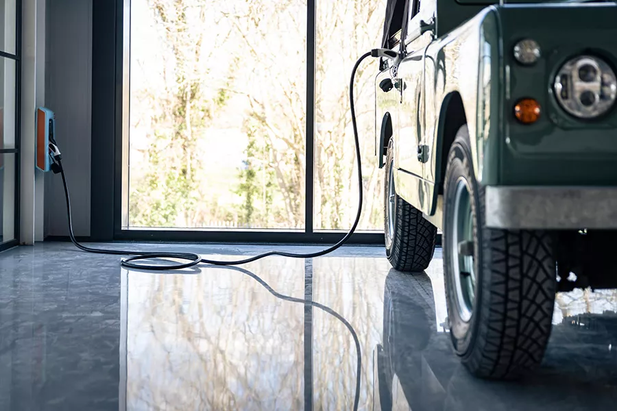 The Series IIA Everrati EV charging up A picture of the Series IIA Everrati EV charging up.