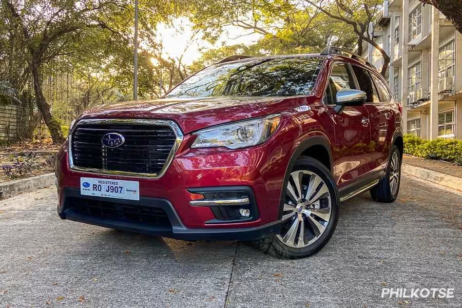 A picture of the Subaru Evoltis parked on a road in a Philippine university.
