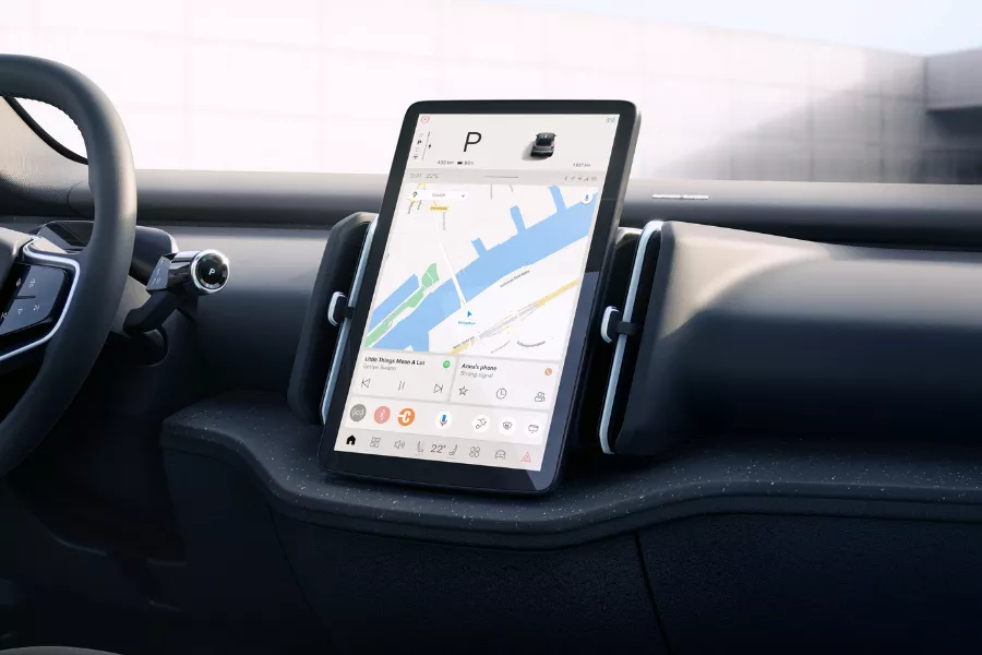 The EX30's touchscreen display