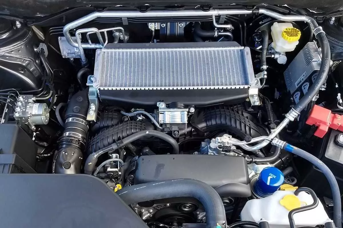 A picture of the 2.4-liter Subaru FA24 boxer four engine