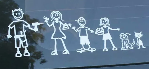 Filipinos love their families and consider it as a great pride Family car stickers on the rear window of a car