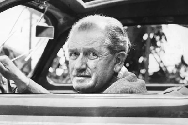 A picture of Ferdinand Porsche driving