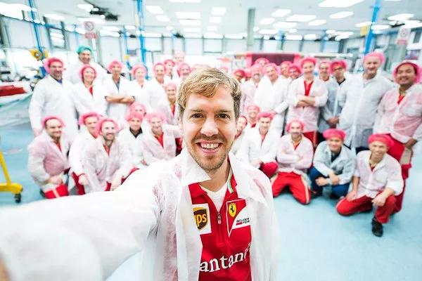 Ferrari staff taking a group photo