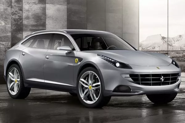 A silver Ferrari suv concept angular front view 