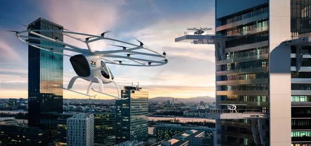 a flying taxi in the sky