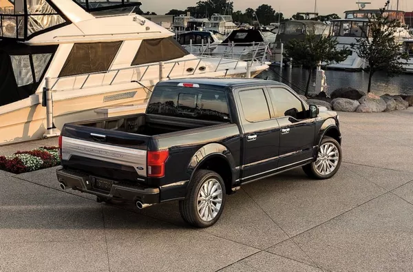 Angualr rear of the Ford F-150 2019 Limited trim
